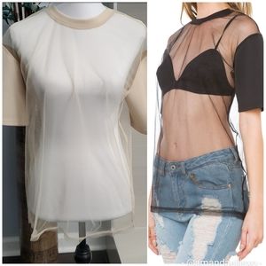 AKIRA REHAB See Thru Me Mesh Top Rare Nude Color